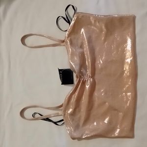 Forever 21 Metallic Rose Gold Crop Top, Size: Large